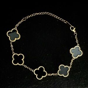 Gold and Black Clover Bracelet